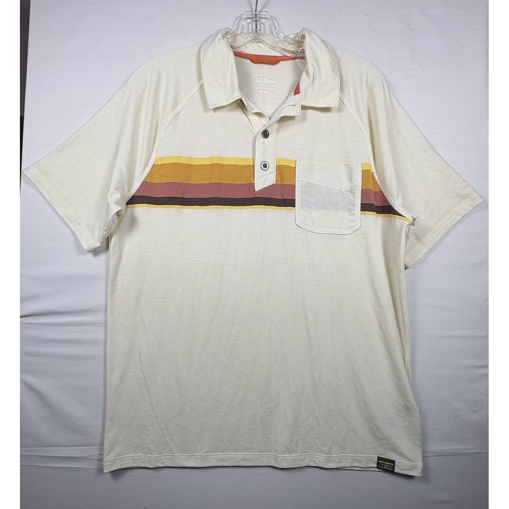 L.L. BEAN Men's Everyday SunSmart Slightly‎ Fitted Yellow Polo Shirt Medium